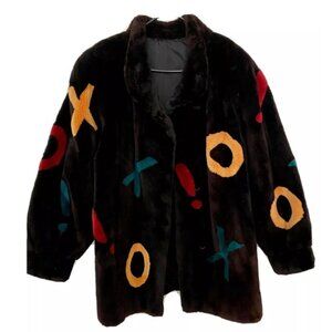 MINT Vintage 80s 90s Alfred Sung XOXO Hugs & Kisses Sheared Beaver Fur Coat M/L